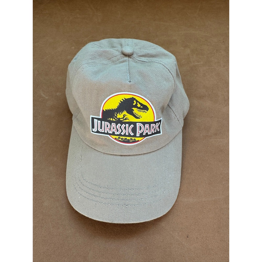 jurassic park 1993 logo baseball cap adult adjustable tan cotton on dad hat